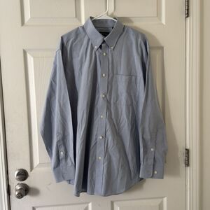 ORVIS Men’s Dress Casual Shirts Long Sleeve Button Up 100% Cotton Blue Large L